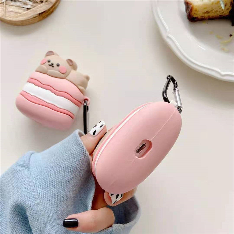 Cute Papa Macaron Bear Earphone Protective Case