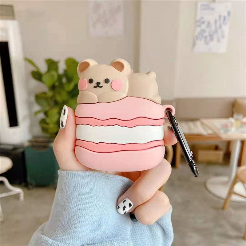 Cute Papa Macaron Bear Earphone Protective Case