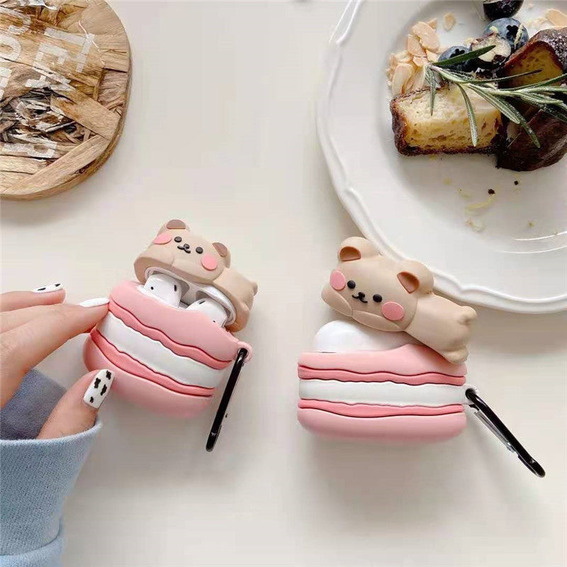Cute Papa Macaron Bear Earphone Protective Case