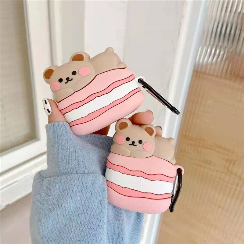 Cute Papa Macaron Bear Earphone Protective Case