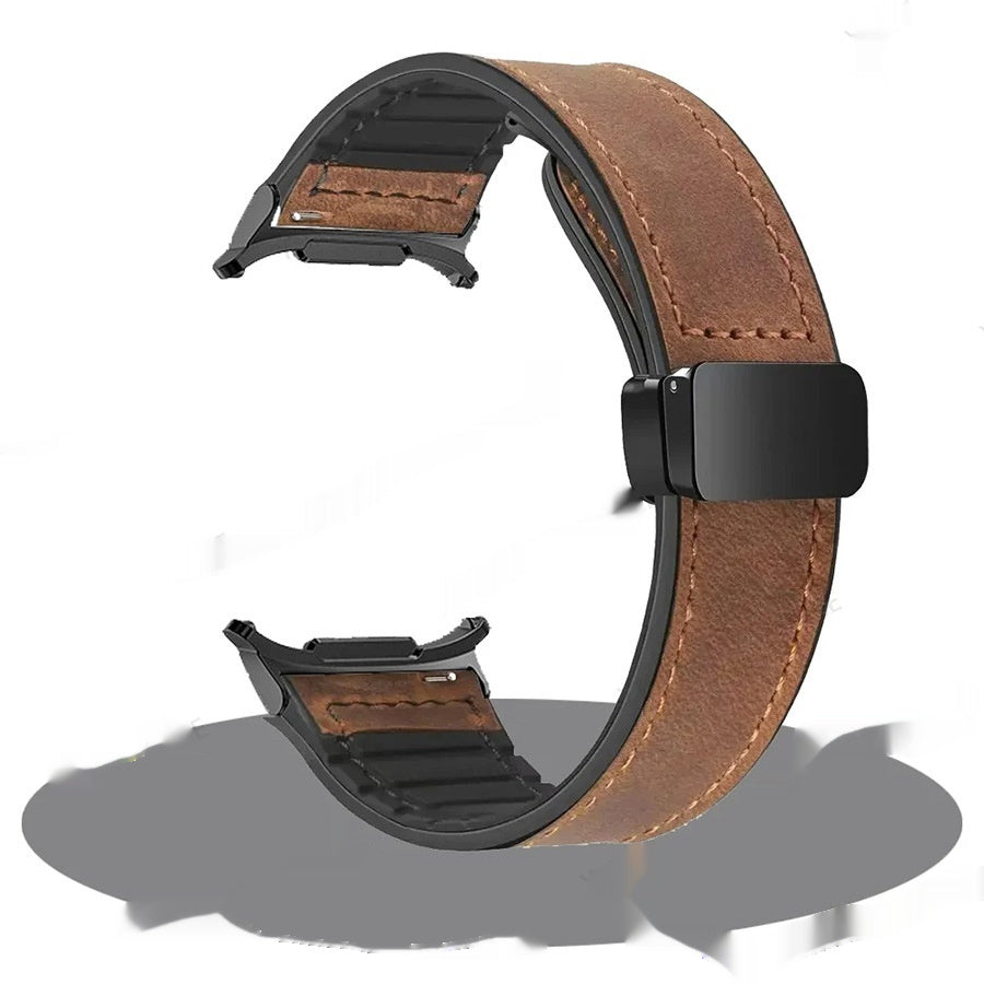 Galaxy Watch Magnetic Snap Strap Men's Silicone Leather