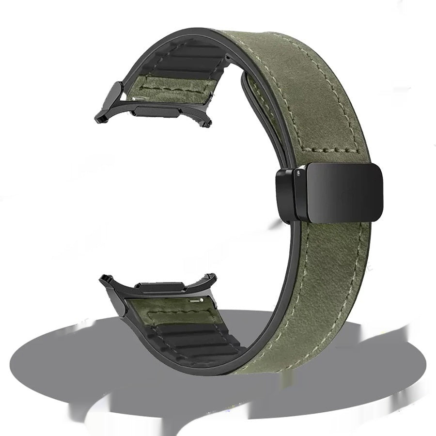 Galaxy Watch Magnetic Snap Strap Men's Silicone Leather