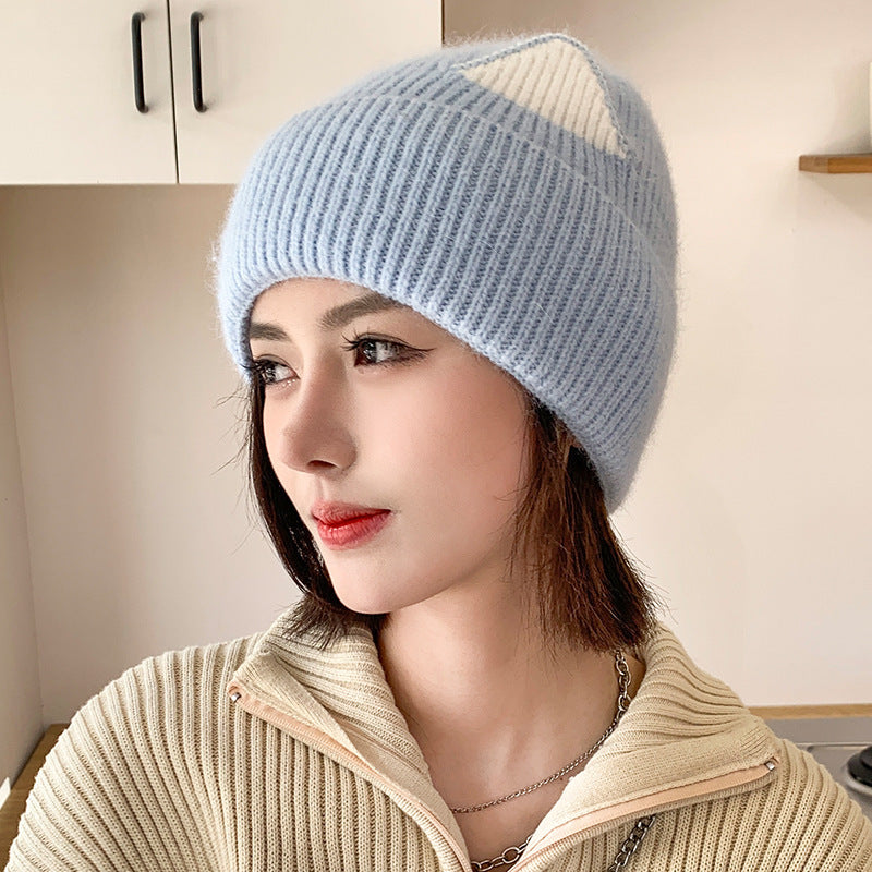 Cat Ears Woolen Knitted Hat Women's Spring And Autumn Winter Korean Style